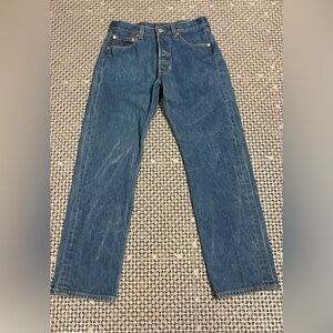 Vintage 90’s Levi's 501 Straight Leg “Dark Wash” Button Fly Blue Jeans